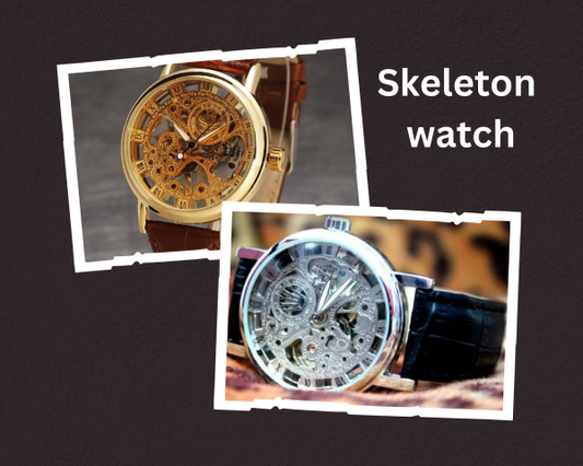 Skeleton Watch Stylish Watch Leather Strap ( Without Box )