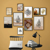 Wooden Islamic Calligraphy Wall Art Frame Set of 10 | Premium Multi-Size Wooden Frames for Elegant Home, Office, Mosque & Prayer Room Decoration