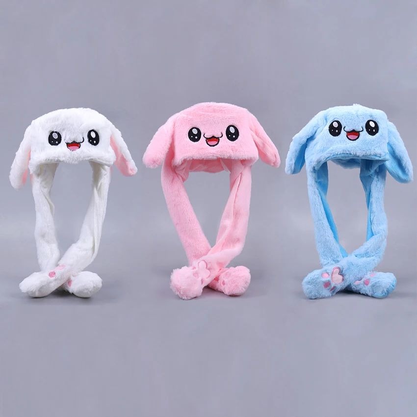 Soft Fluffy Rabbit Ears Headband | Moving Ears Plush Earmuffs | Warm & Cozy – 1Pc Random Colour