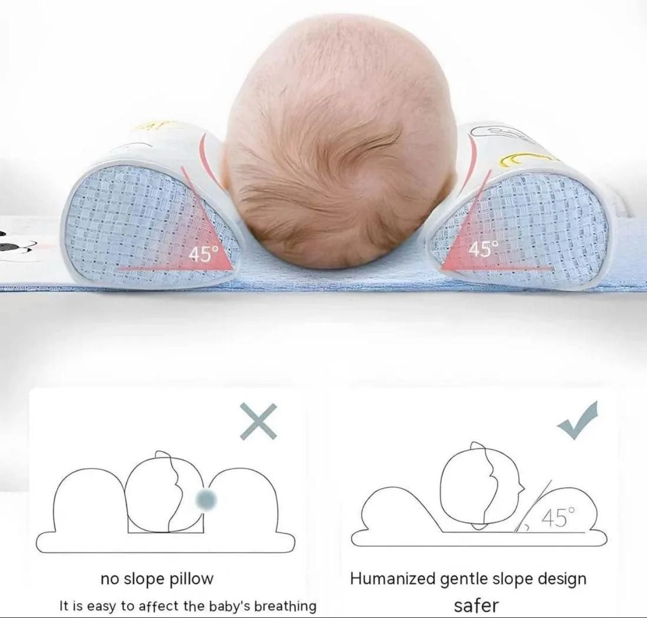 Adjustable Newborn Baby Head Shaping Pillow – Soft Support to Prevent Flat Head (Random Design)