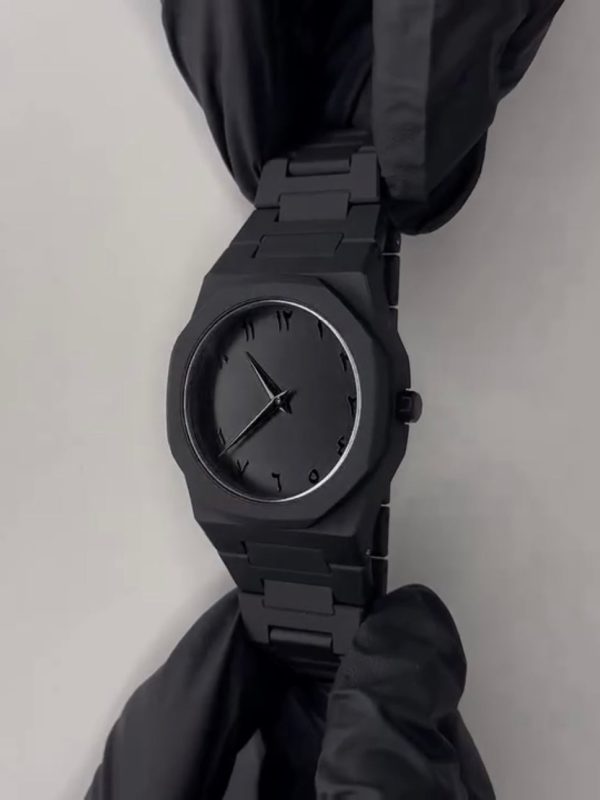 Full Black Aura Quartz Watch – Lightweight Analog Design, Premium Quality Finish, Stylish Wrist Watch For Men & Boys | Available In Full Black & Black-white (without Box)
