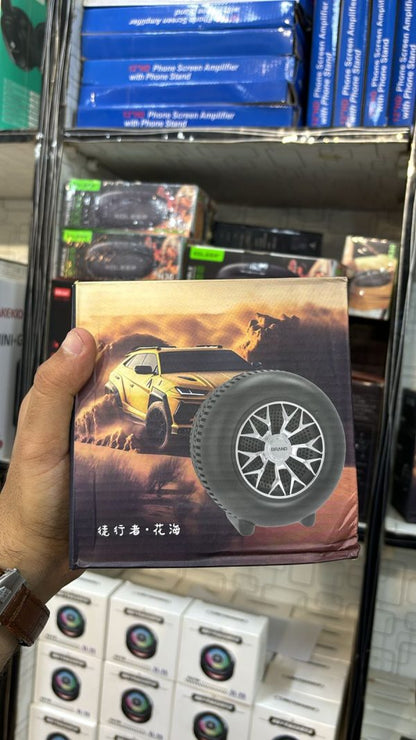 High-Powered Tyre-Shaped Bluetooth Speaker with Deep Extra Bass – Portable Wireless Speaker with Dynamic Sound, LED Lights & Unique Tyre Design for Home, Car, and Outdoor Use