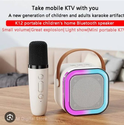 K12 Wireless Audio Microphone Bluetooth Speaker Portable Stereo Speaker Bluetooth Speaker Karaoke Speaker With Mic (random Color)