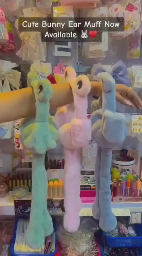 Soft Fluffy Rabbit Ears Headband | Moving Ears Plush Earmuffs | Warm & Cozy – 1Pc Random Colour