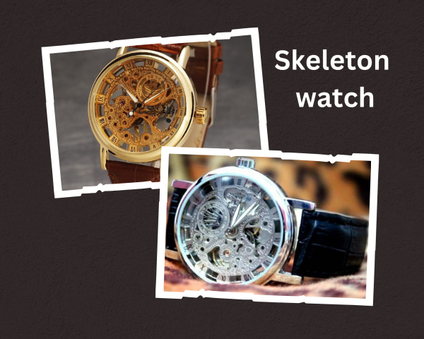 Skeleton Watch Stylish Watch Leather Strap ( Without Box )
